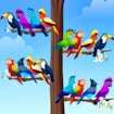 Juego de rompecabezas de colores para clasificar aves